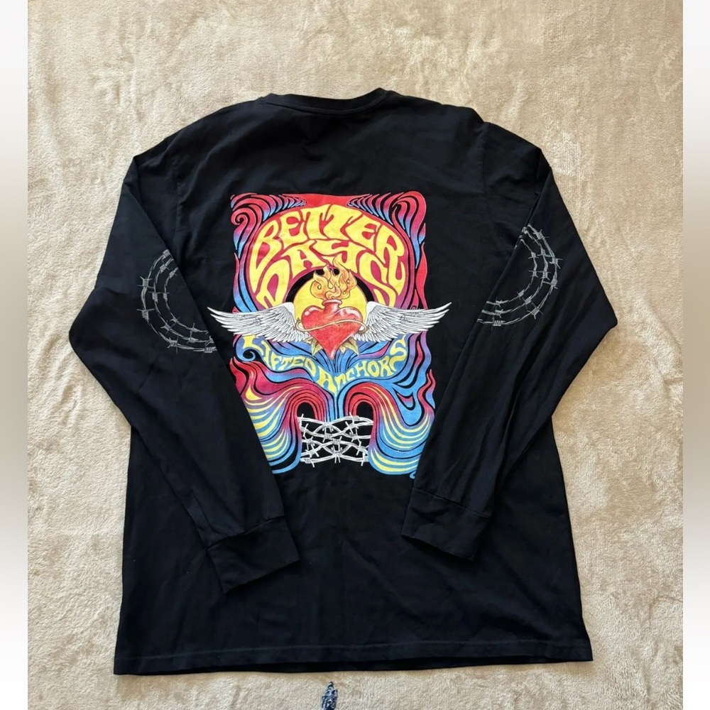 Lifted Anchors Men's Black Tee Better Days Long Sleeve Size Large‎